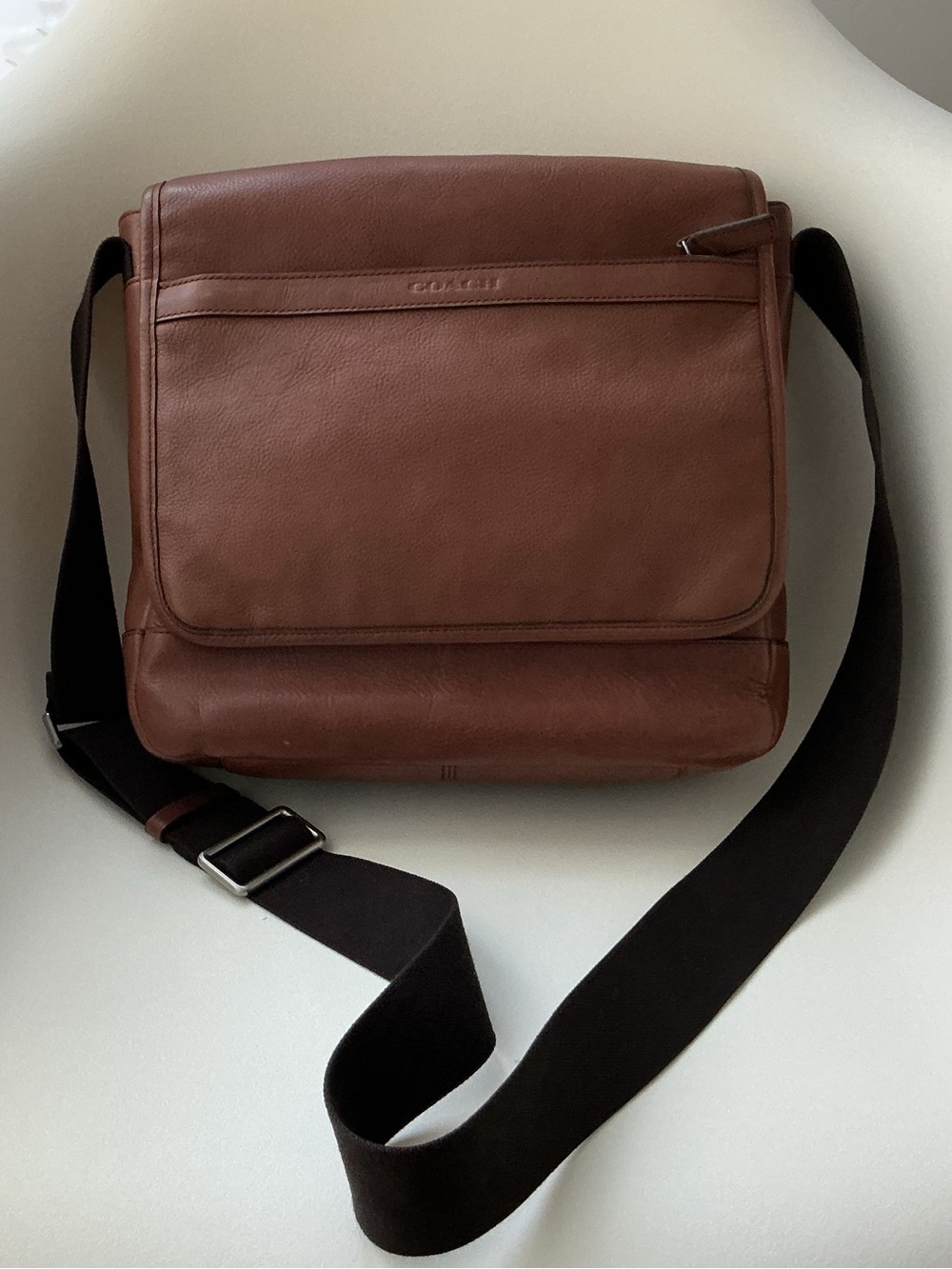 Coach Camden Men's Chestnut Leather Messenger Bag with Strap ( April 2014)